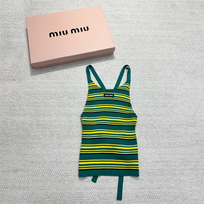miu miu striped ribbed knit camisole
